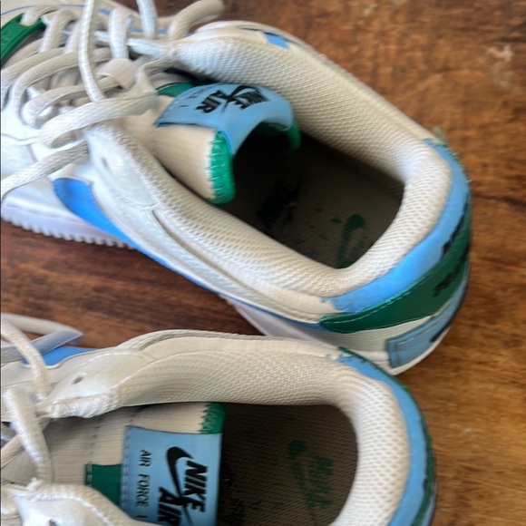Nike Air Force 1 Sneakers - White, Green, Blue - Picture 5 of 9
